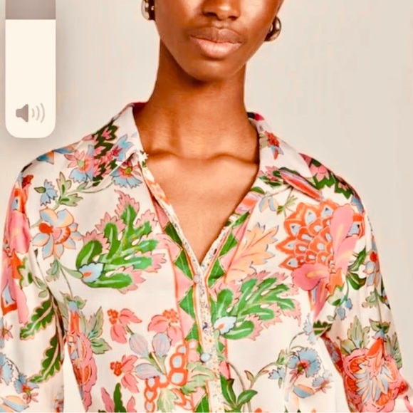 Misa Los Angeles Floral Button Down Shirt - Pink, Green, Red - Picture 2 of 11